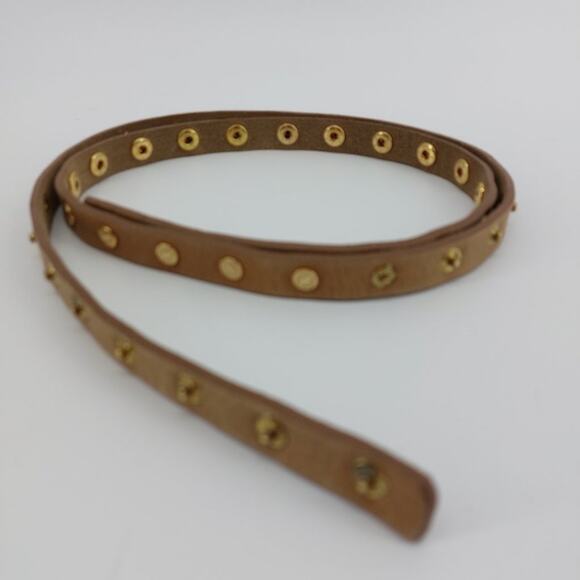 Women's Brown Leather Fashion Button Belt Dress Snap Button Gold Tone One Size - Picture 6 of 12